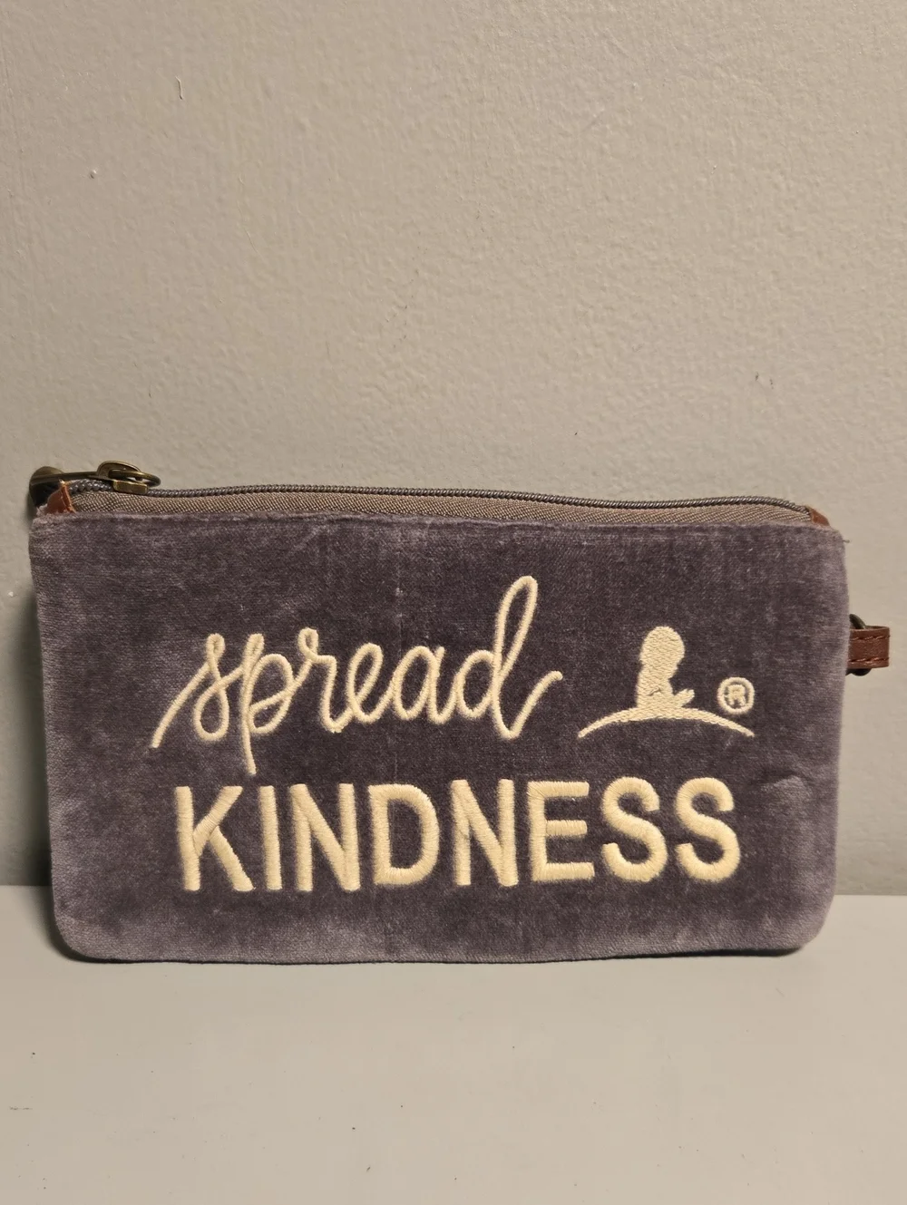 Primitives by Kathy Velvet 'Spread Kindness' Pouch - Gray & Cream